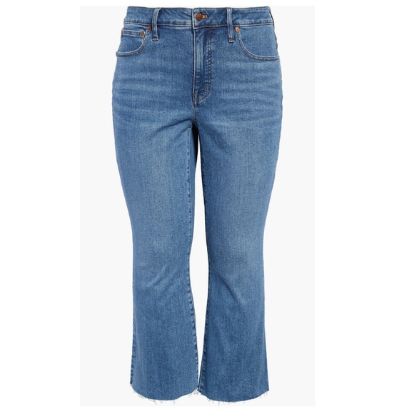 Madewell Plus Size Raw Hem Kick Out Crop Ankle Jeans Sz 26 Medium Wash - Picture 2 of 7